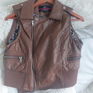 Cropped Leather-like Vest